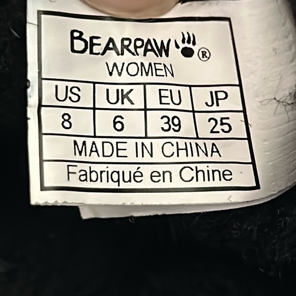 BearPaw Boshie Boot Suede Leather & Knit Black Gray Sherpa lined Woman’s Size 8 - Picture 6 of 9